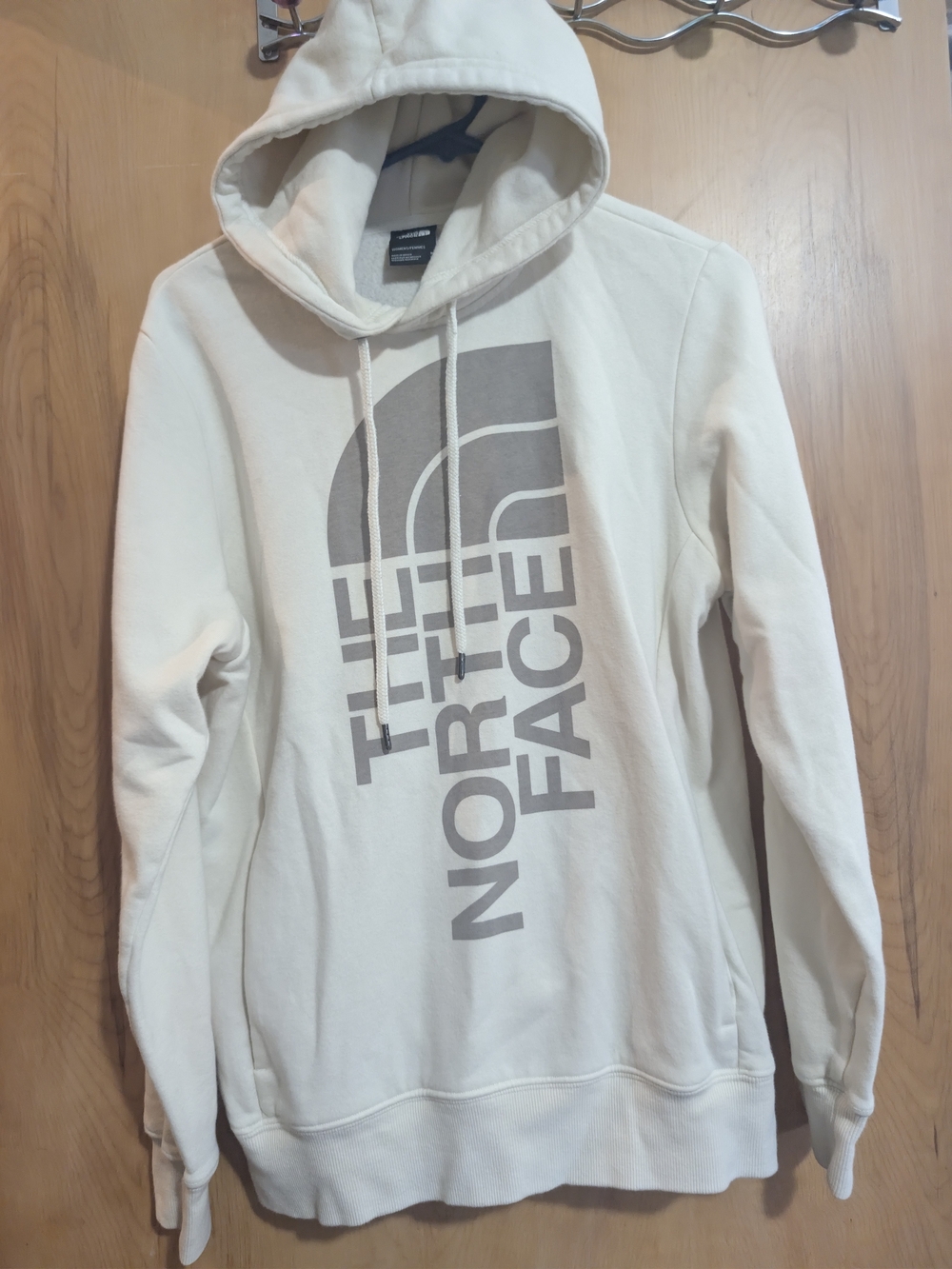 The North Face Cream Pullover Hoodie with Taupe Logo